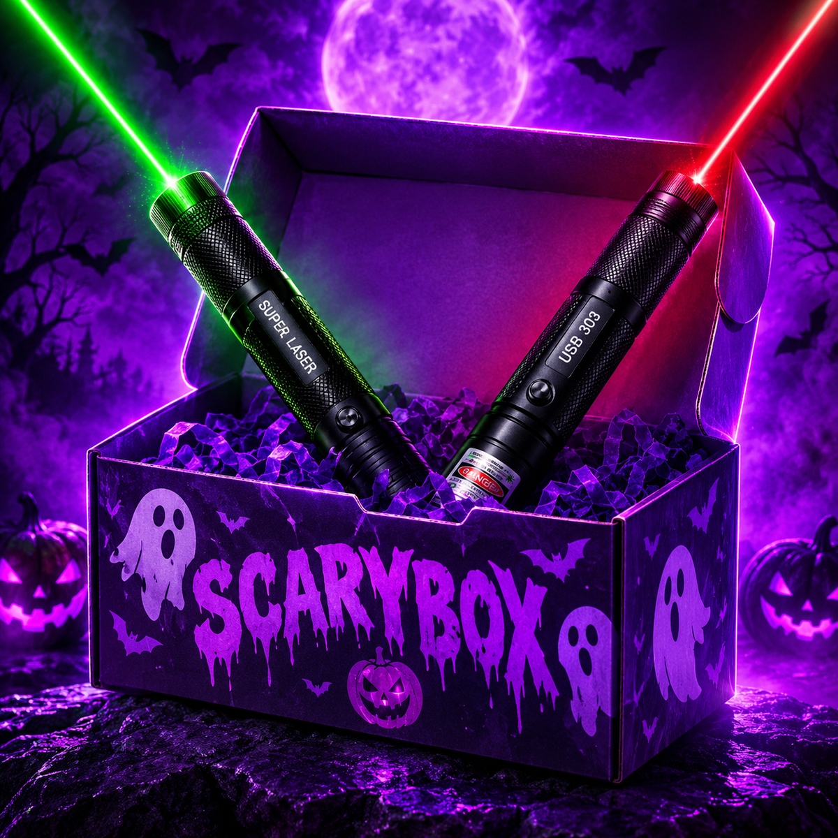SCARYBOX - STRAAASZNY BOX HALLOWEENOWY (SUPER LASER ZIELONY + SUPER LASER CZERWONY)
